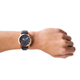 Fossil Grant Chronograph Blue Dial Blue Leather Strap Watch for Men - FS4835 Buy Now By Fossil