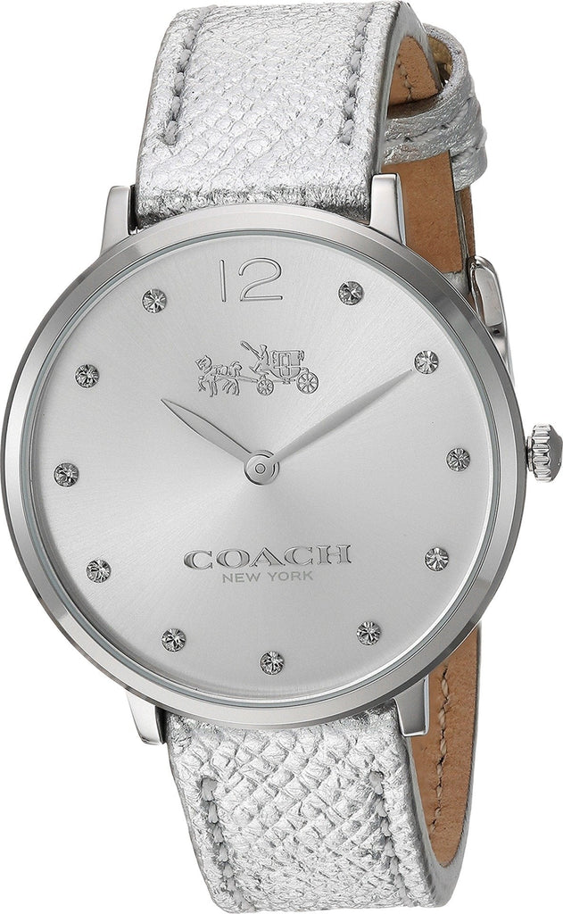 Coach Slim Easton Silver Dial Silver Leather Strap Watch for Women - 14502685 Buy Now By Coach