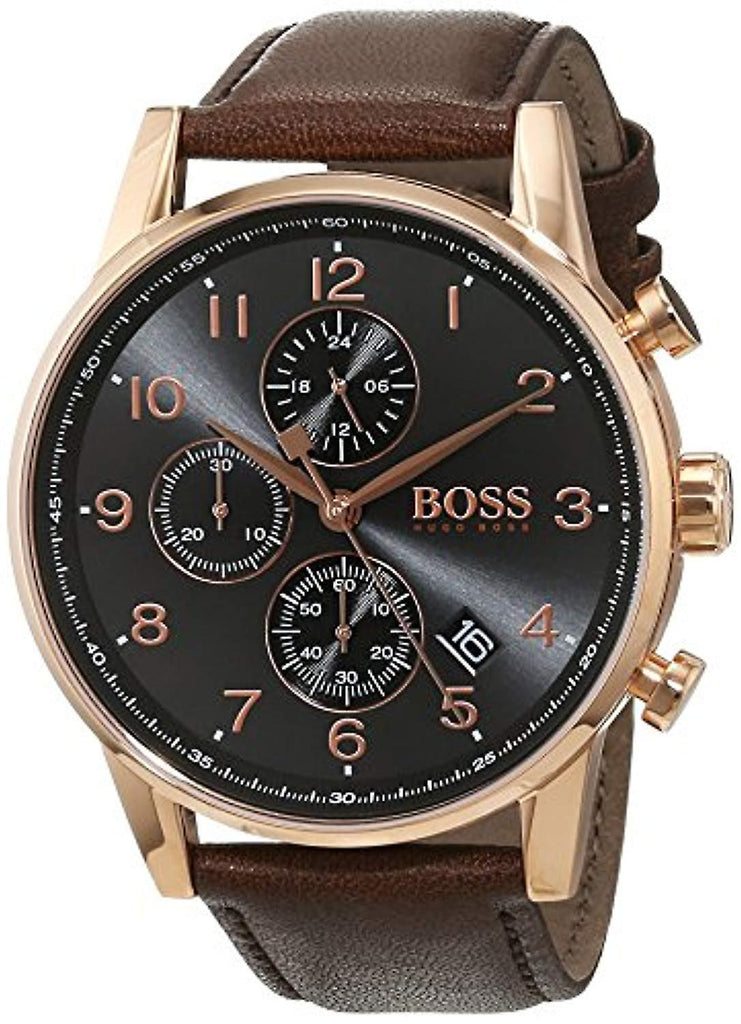 Hugo Boss Navigator Grey Dial Brown Leather Strap Watch for Men - 1513496 Buy Now By Hugo Boss