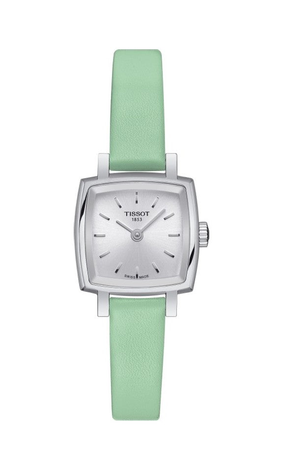 Tissot T Lady Lovely Square Silver Dial Light Green Leather Strap Watch for Women - T058.109.16.031.01 Buy Now By Tissot