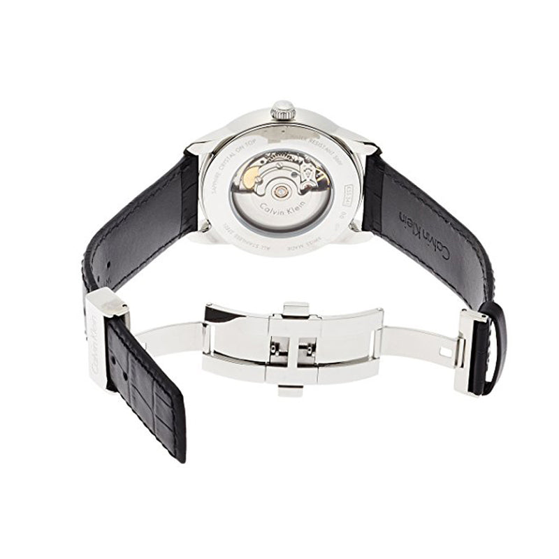 Calvin Klein Infinity Silver Dial Black Leather Strap Watch for Men - K5S341C6 Buy Now By Calvin Klein