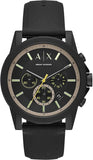 Armani Exchange Outerbanks Chronograph Black Dial Black Silicone Strap Watch For Men - AX1343 Buy Now By Armani Exchange