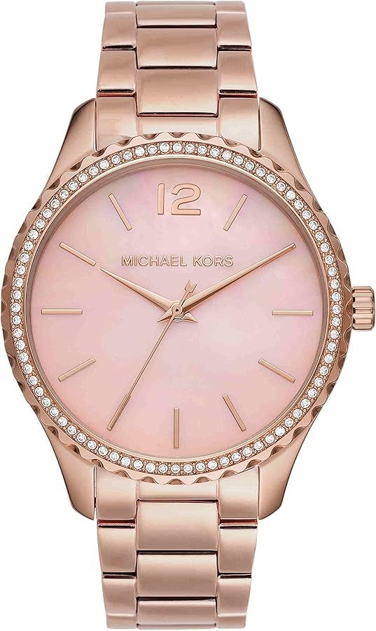 Michael Kors Layton Three Hand Pink Dial Rose Gold Steel Strap Watch For Women - MK6848 Buy Now By Michael Kors