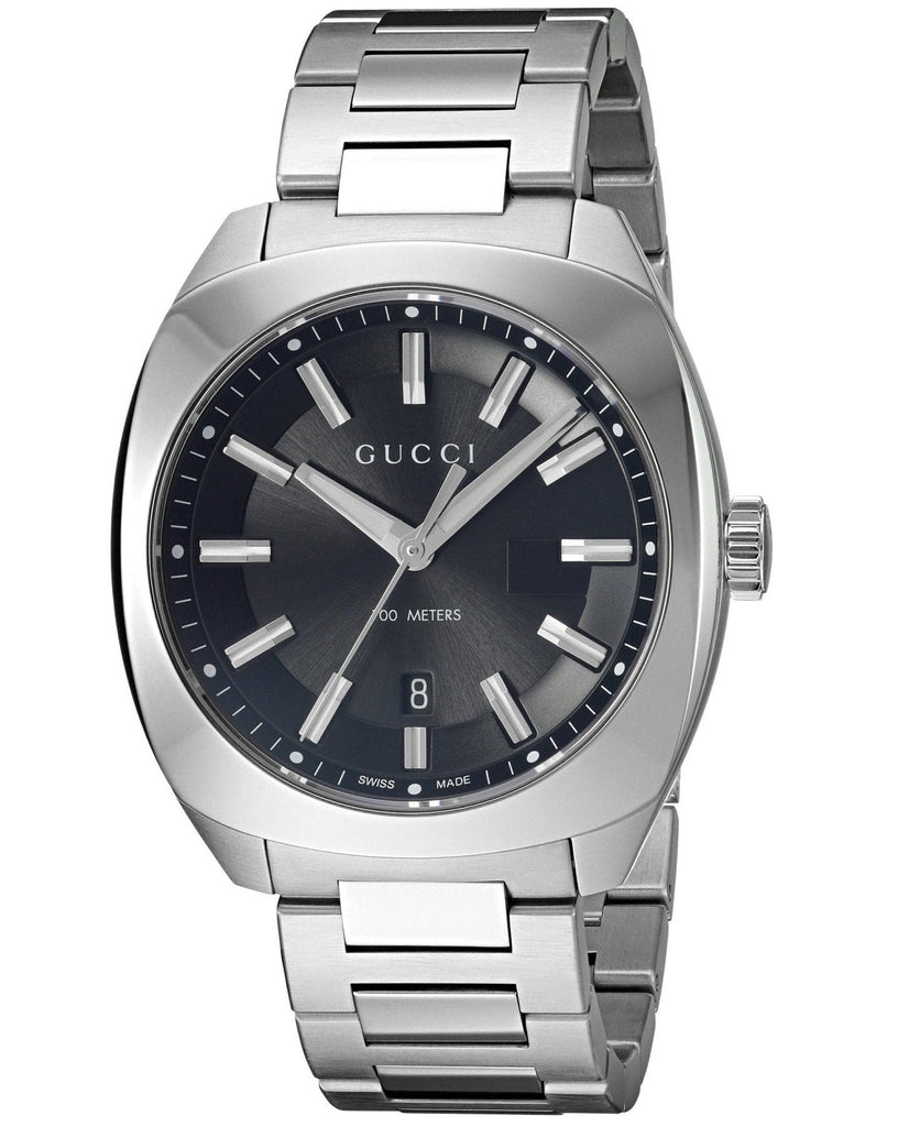 Gucci GG2570 Quartz Black Dial Silver Steel Strap Watch For Men - YA142301 Buy Now By Gucci