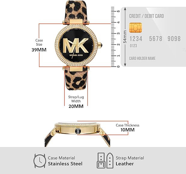 Michael Kors Parker Black Dial Cheetah Print Brown Leather Strap Watch For Women - MK4723 Buy Now By Michael Kors