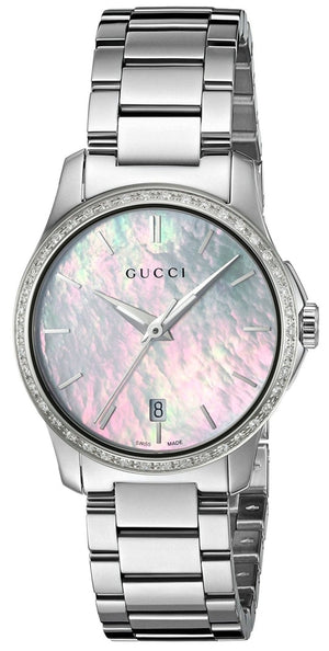Gucci G Timeless Mother of Pearl Dial Silver Steel Strap Watch For Women - YA126543 Buy Now By Gucci