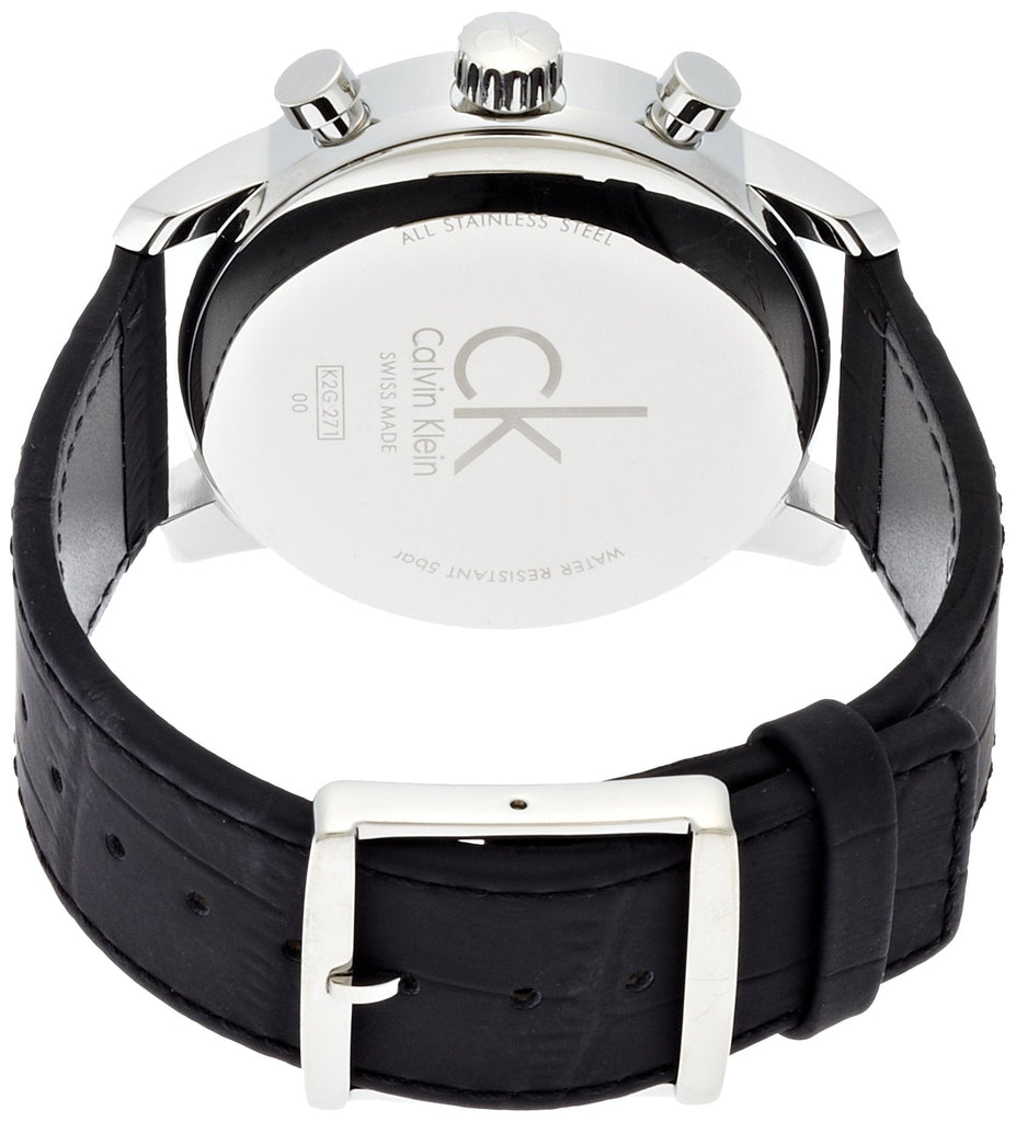 Calvin Klein City Chronograph Black Dial Black Leather Strap Watch for Men - K2G271CX Buy Now By Calvin Klein