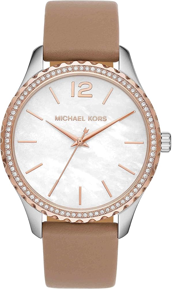 Michael Kors Layton Mother of Pearl White Dial Brown Leather Strap Watch For Women - MK2910 Buy Now By Michael Kors