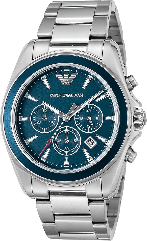 Emporio Armani Sportivo Chronograph Blue Dial Silver Steel Strap Watch For Men - AR6091 Buy Now By Emporio Armani
