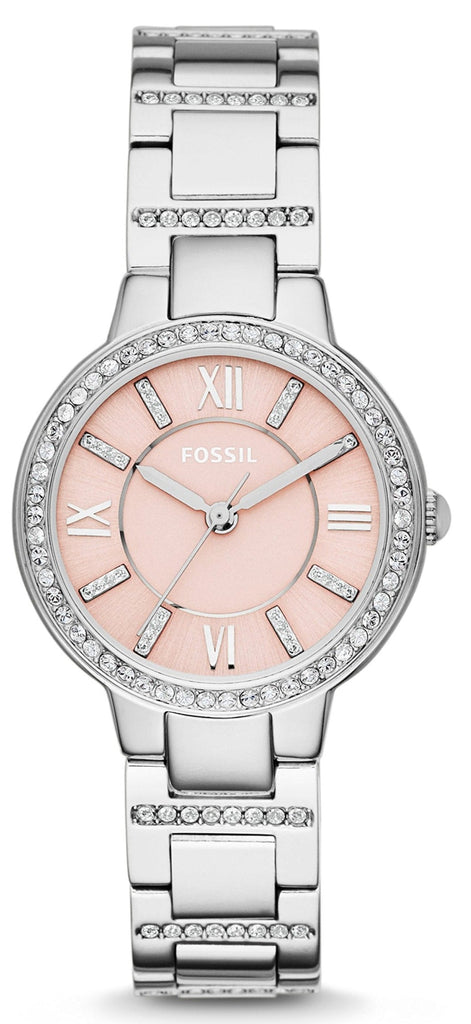 Fossil Virginia Pink Dial Silver Steel Strap Watch for Women - ES3504 Buy Now By Fossil