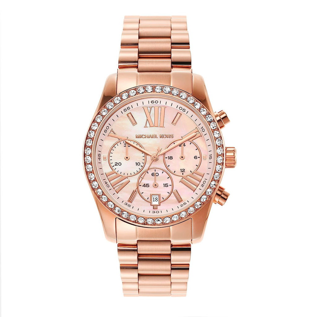Michael Kors Lexington Chronograph Rose Gold Dial Rose Gold Steel Strap Watch for Women - MK7242 Buy Now By Michael Kors