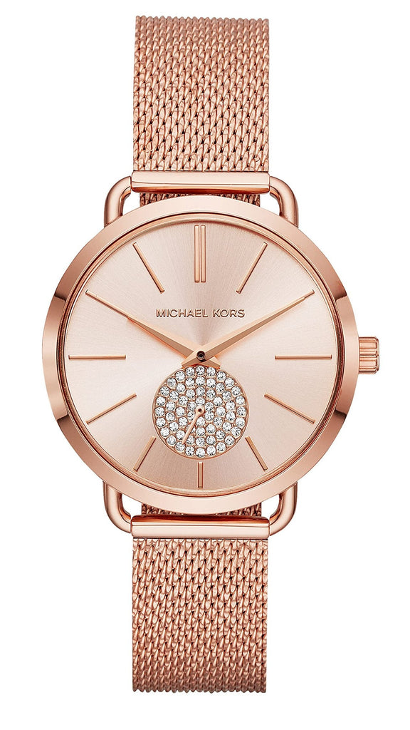 Michael Kors Portia Rose Gold Dial Rose Gold Mesh Bracelet Watch for Women - MK3845 Buy Now By Michael Kors