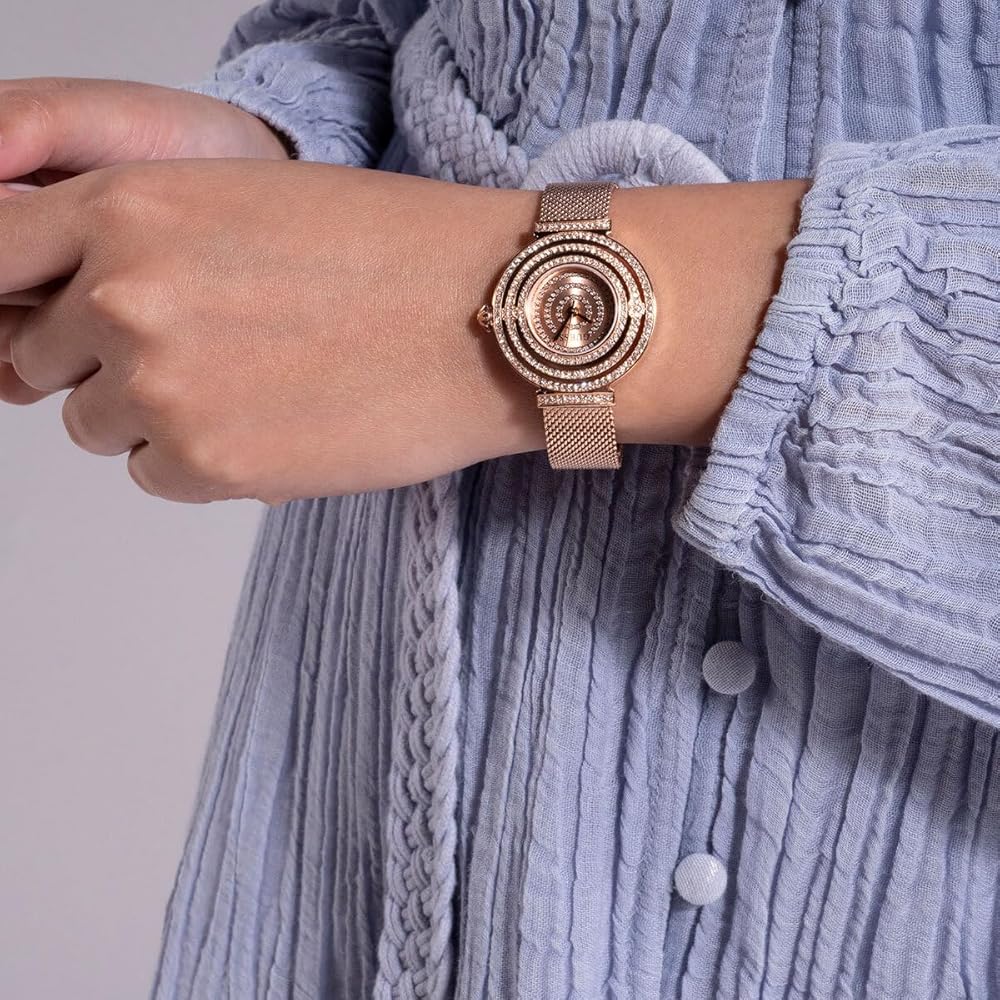 Guess Dream Crystals Rose Gold Dial Rose Gold Mesh Bracelet Watch For Women - GW0550L3 Buy Now By Guess