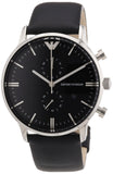 Emporio Armani Gianni Chronograph Black Dial Black Leather Strap Watch For Men - AR0397 Buy Now By Emporio Armani