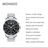 Movado Series 800 Chronograph Black Dial Silver Steel Strap Watch For Men - 2600142 Buy Now By Movado