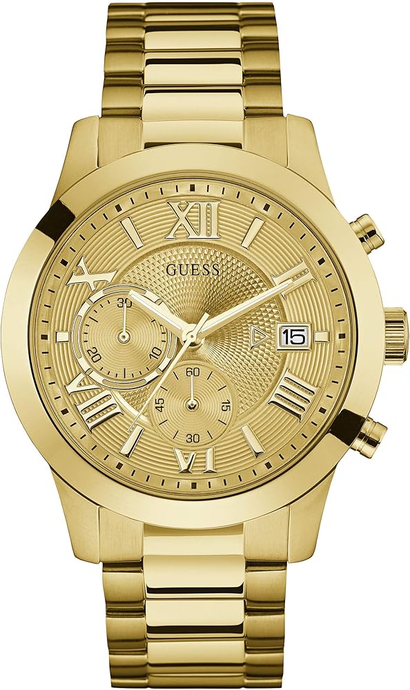 Guess Atlas Chronograph Gold Dial Gold Steel Strap Watch For Men - W0668G4 Buy Now By Guess