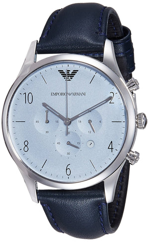 Emporio Armani Chronograph Blue Dial Blue Leather Strap Watch For Men - AR1889 Buy Now By Emporio Armani