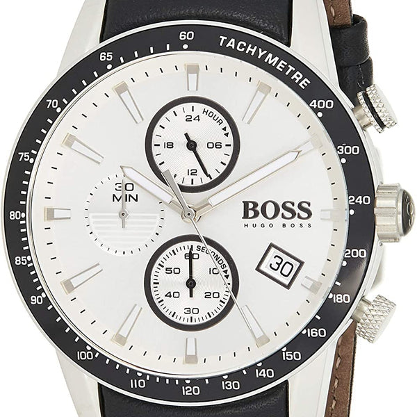 Hugo Boss Rafale Chronograph Quartz Silver Dial Black Leather Strap Watch For Men - 1513403 Buy Now By Hugo Boss