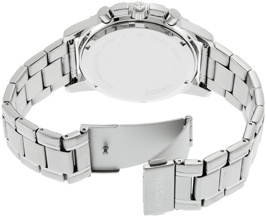 Fossil Dean Chronograph Black Dial Silver Steel Strap Watch for Men - FS4542 Buy Now By Fossil