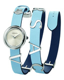 Versace V Flare Silver Dial Blue Leather Strap Watch for Women - VEBN00118 Buy Now By Versace