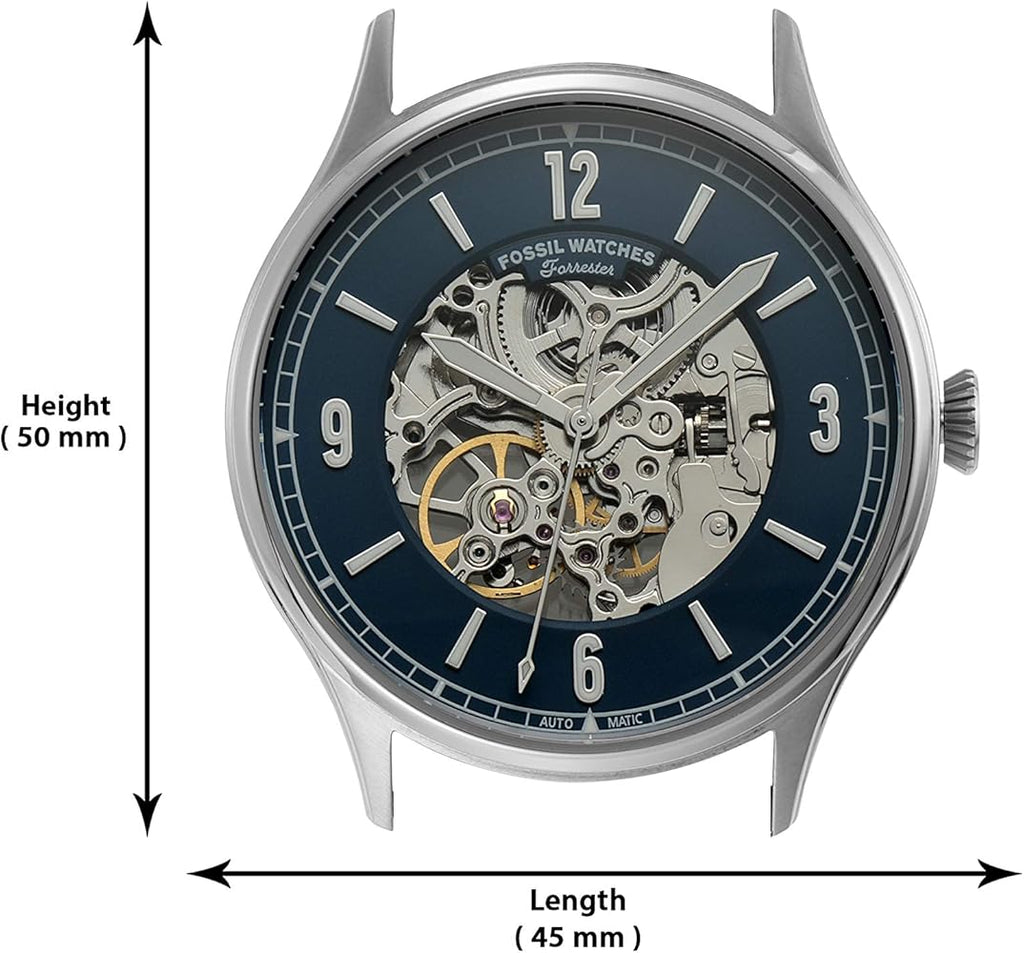 Fossil Forrester Luggage Automatic Skeleton Blue Dial Brown Leather Strap Watch for Men - ME3179 Buy Now By Fossil