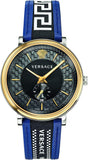 Versace V-Circle Black Dial Blue Leather Strap Watch for Men - VEBQ01419 Buy Now By Versace