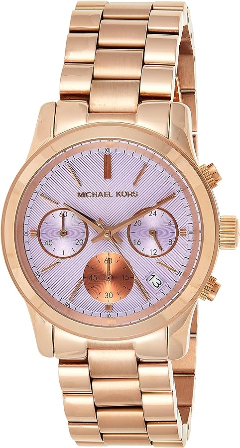 Michael Kors Runway Chronograph Purple Dial Rose Gold Steel Strap Watch For Women - MK6163 Buy Now By Michael Kors