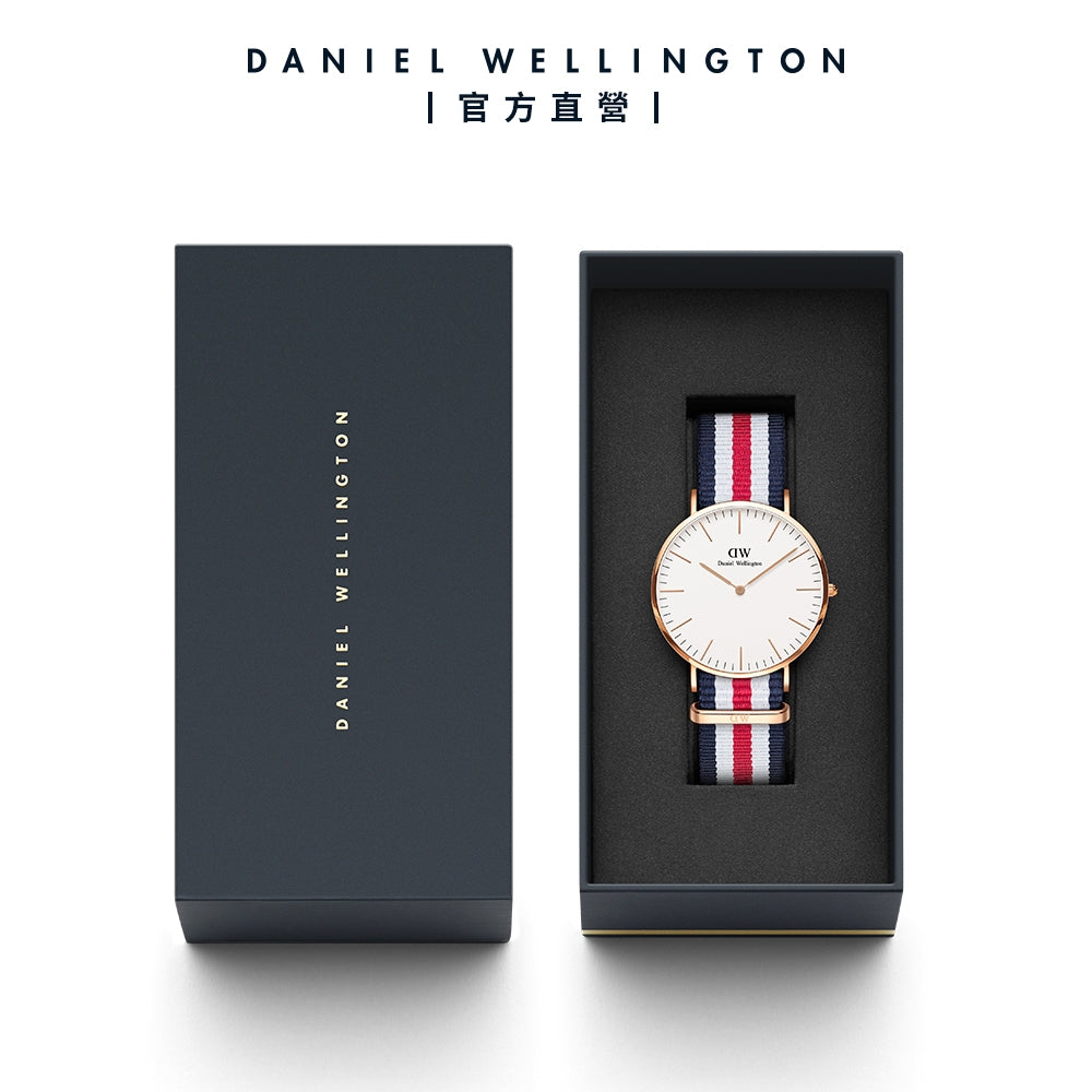Daniel Wellington Classic Canterbury White Dial Two Tone Nylon Strap Watch For Men - DW00100002 Buy Now By Daniel Wellington