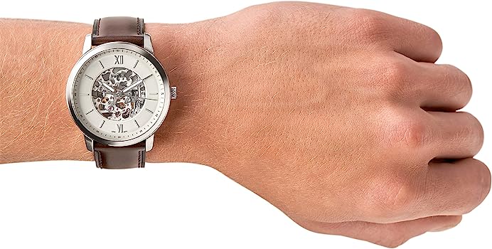 Fossil Neutra Automatic Skeleton White Dial Brown Leather Strap Watch for Men - ME3184 Buy Now By Fossil