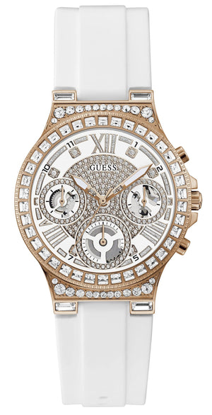 Guess Moonlight Diamonds White Dial White Rubber Strap Watch for Women - GW0257L2 Buy Now By Guess