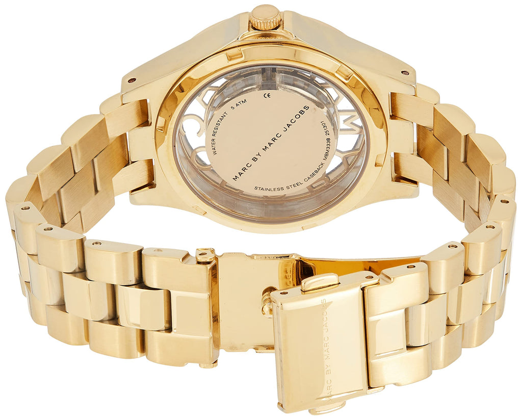 Marc Jacobs Henry Transparent Gold Dial Gold Steel Strap Watch for Women - MBM3338 Buy Now By Marc Jacobs