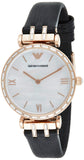Emporio Armani Gianni T-Bar Mother of Pearl Dial Black Leather Strap Watch For Women - AR11295 Buy Now By Emporio Armani