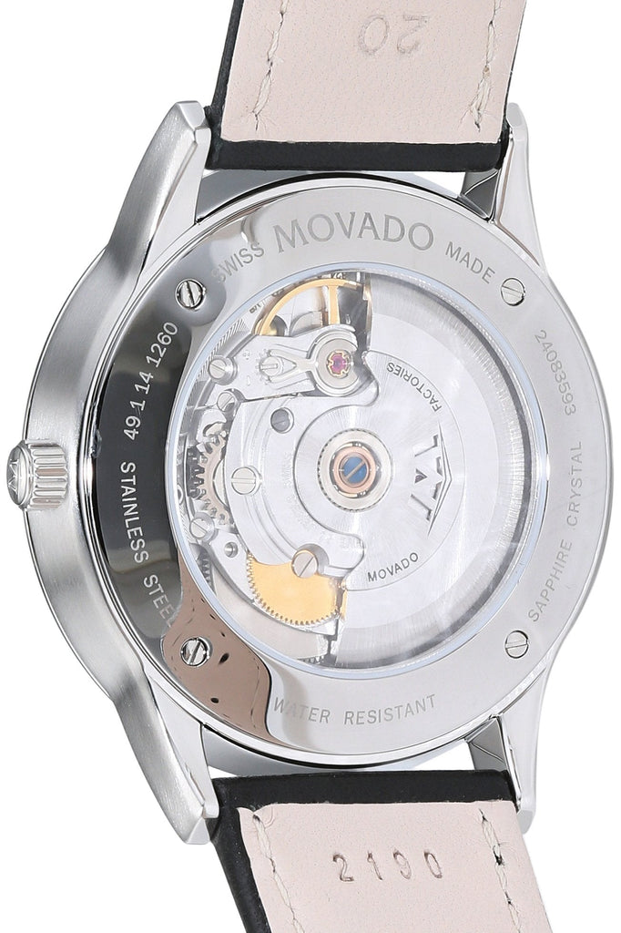 Movado 1881 Automatic Blue Dial Black Leather Strap Watch For Men - 606874 Buy Now By Movado