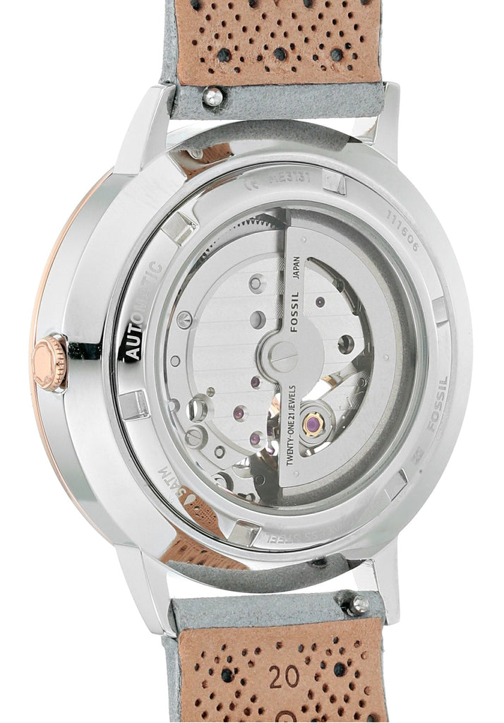 Fossil Vintage Muse Automatic Skeleton White Dial Grey Leather Strap Watch for Women - ME3131 Buy Now By Fossil