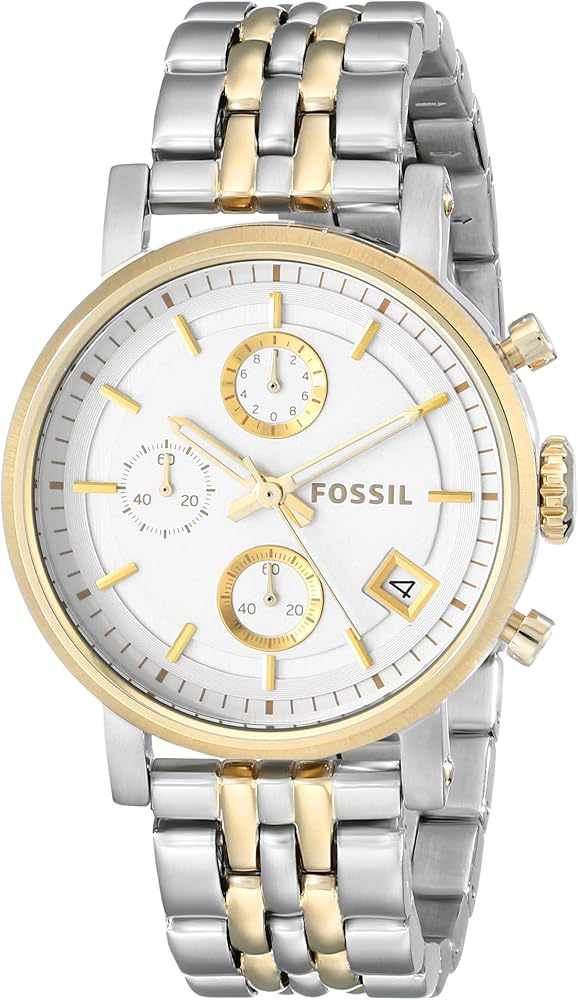 Fossil Original Boyfriend Analog White Dial Two Tone Steel Strap Watch for Women - ES3746 Buy Now By Fossil