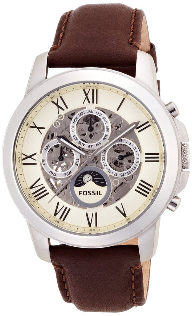 Fossil Grant Automatic White Dial Brown Leather Strap Watch for Men - ME3027 Buy Now By Fossil