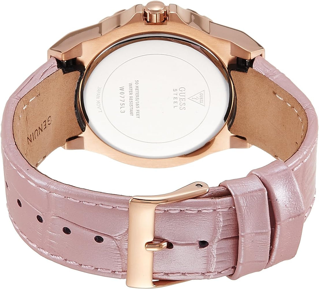 Guess Limelight Quartz Analog White Dial Pink Leather Strap Watch For Women - W0775l3 Buy Now By Guess