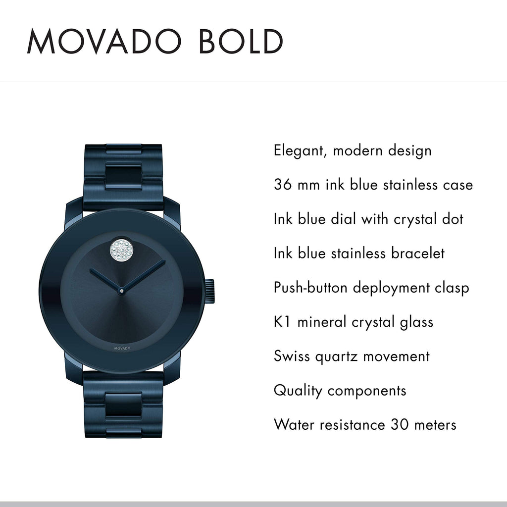 Movado Bold Blue Dial Blue Steel Strap Watch For Women - 3600388 Buy Now By Movado