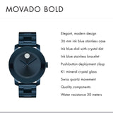 Movado Bold Blue Dial Blue Steel Strap Watch For Women - 3600388 Buy Now By Movado