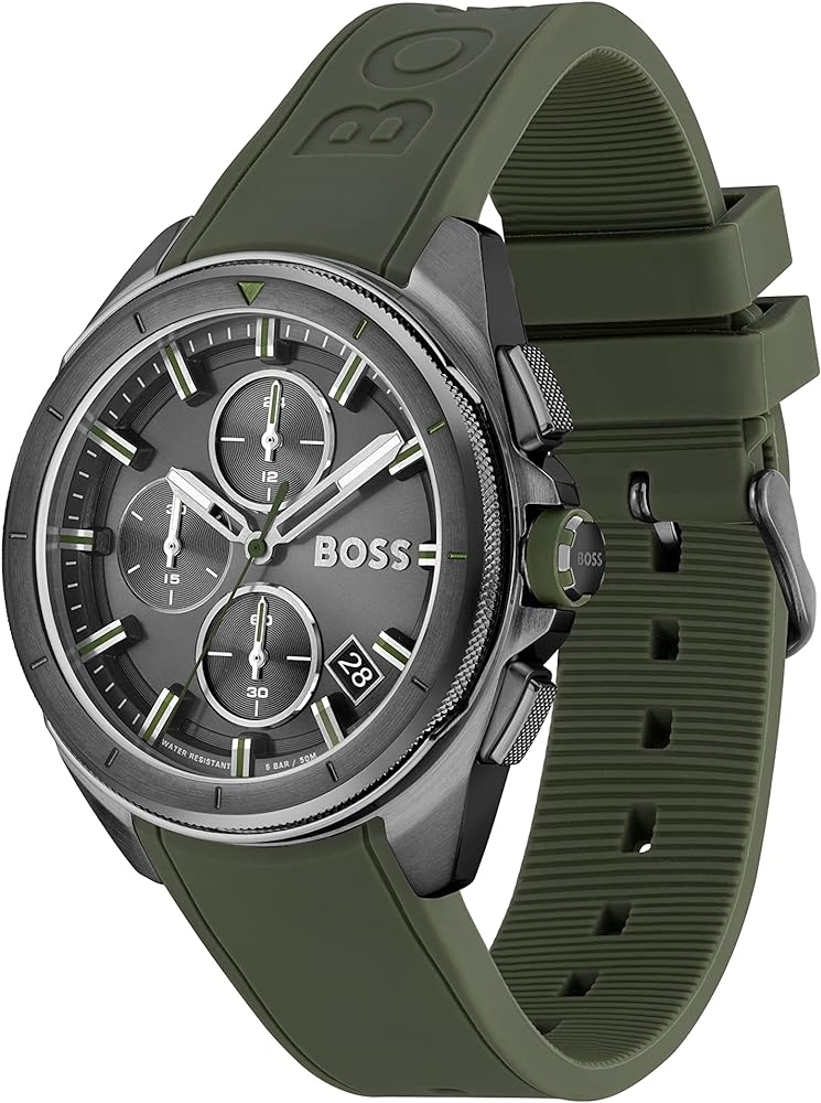 Hugo Boss Volane Chronograph Grey Dial Green Rubber Strap Watch For Men - 1513952 Buy Now By Hugo Boss