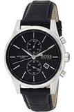Hugo Boss Jet Black Dial Black Leather Strap Watch for Men - 1513279 Buy Now By Hugo Boss