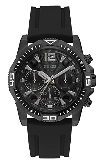 Guess Commander Black Dial Black Rubber Strap Watch for Men - GW0211G3 Buy Now By Guess