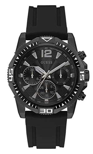 Guess Commander Black Dial Black Rubber Strap Watch for Men - GW0211G3 Buy Now By Guess
