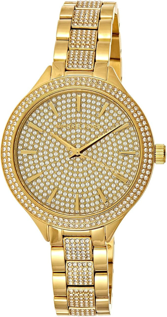 Michael Kors Slim Runway Crystals Gold Dial Gold Steel Strap Watch for Women - MK3632 Buy Now By Michael Kors