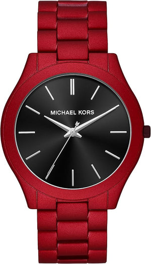 Michael Kors Slim Runway Quartz Black Dial Red Steel Strap Watch for Men - MK8712 Buy Now By Michael Kors