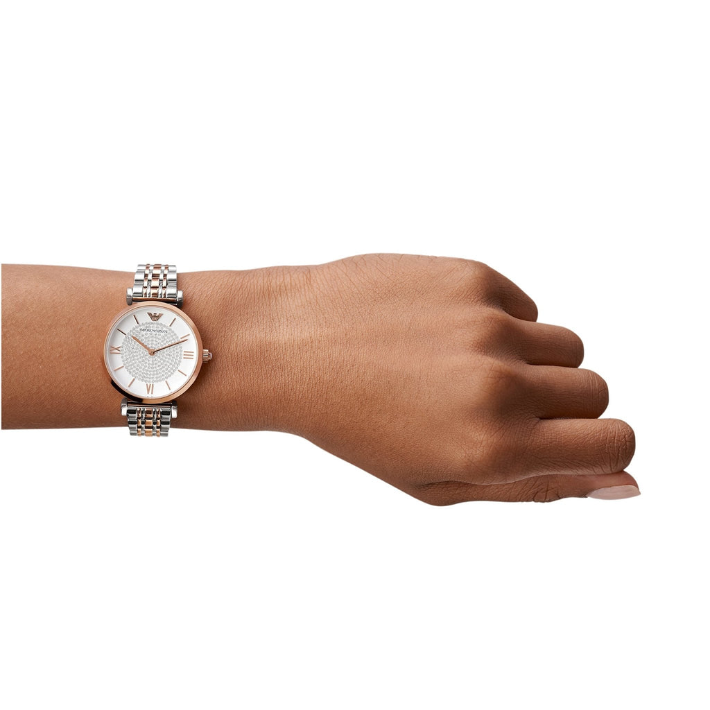 Emporio Armani Gianni T Bar White Dial Two Tone Steel Strap Watch For Women - AR1926 Buy Now By Emporio Armani