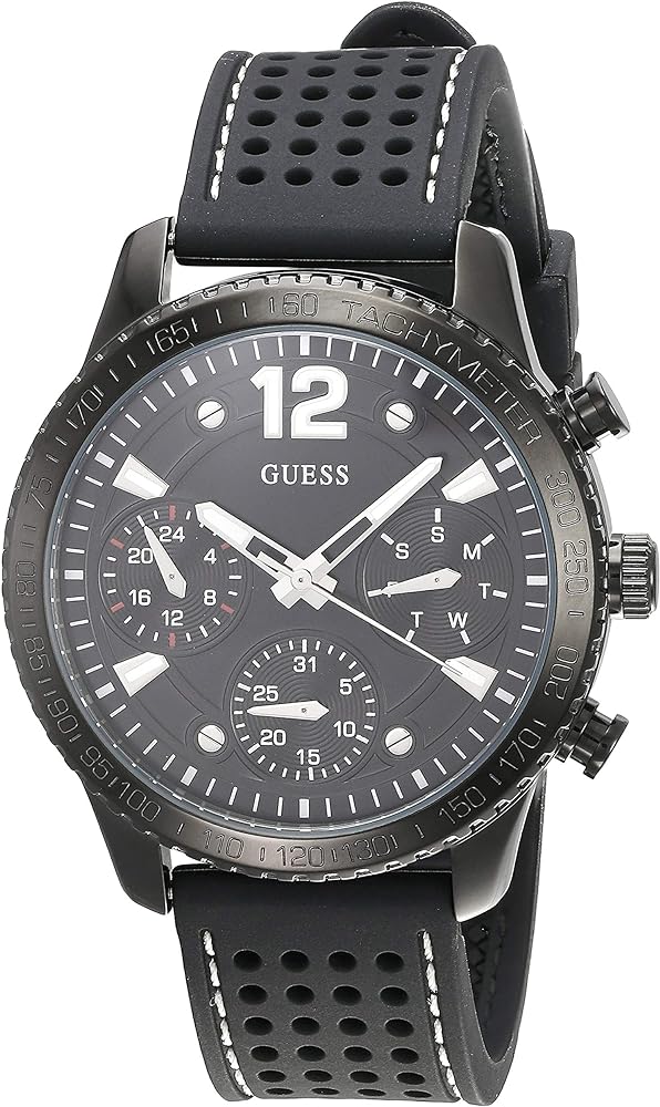 Guess Marina Chronograph Black Dial Black Rubber Strap Watch for Women - W1025L3 Buy Now By Guess