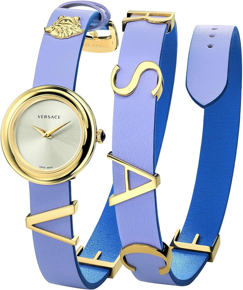 Versace V-Flare Silver Dial Purple Leather Strap Watch for Women - VEBN00318 Buy Now By Versace