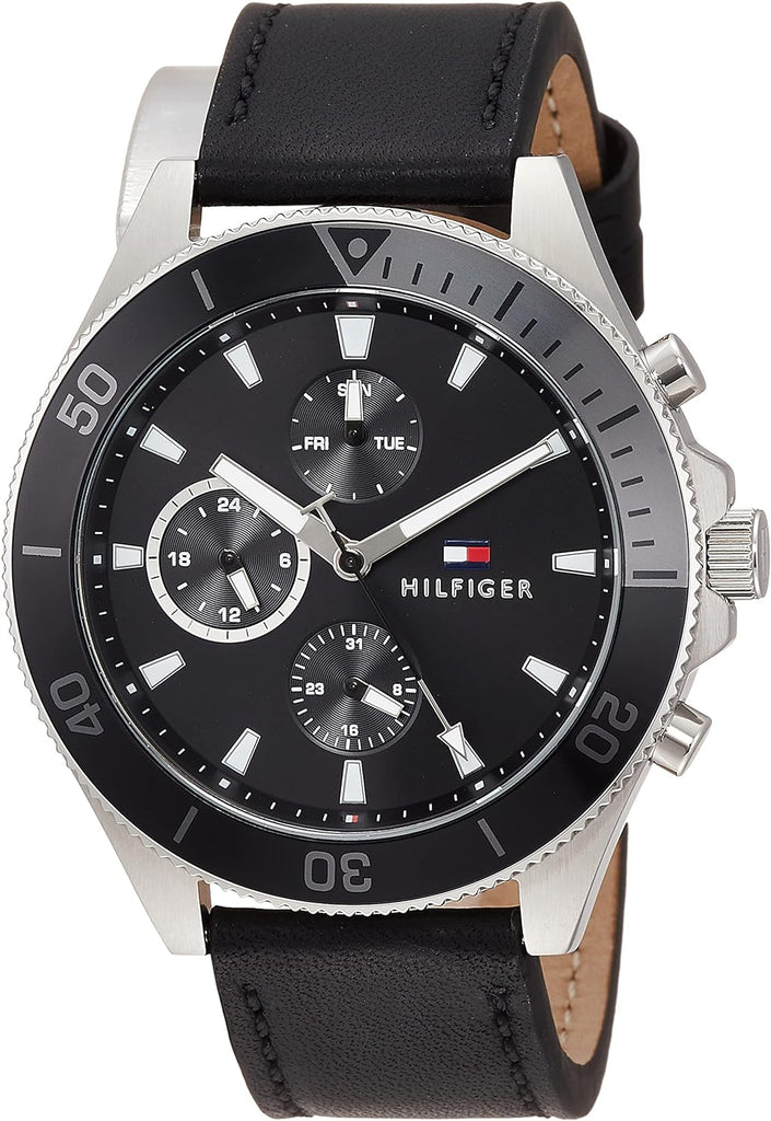 Tommy Hilfiger Larson Chronograph Black Dial Black Leather Strap Watch For Men - 1791984 Buy Now By Tommy Hilfiger