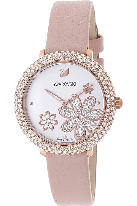 Swarovski Crystal Frost White Dial Pink Leather Strap Watch for Women - 5519223 Buy Now By Swarovski